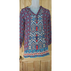 Soft Surroundings Medium Tunic Blouse Geometric Made in India style 2ad17